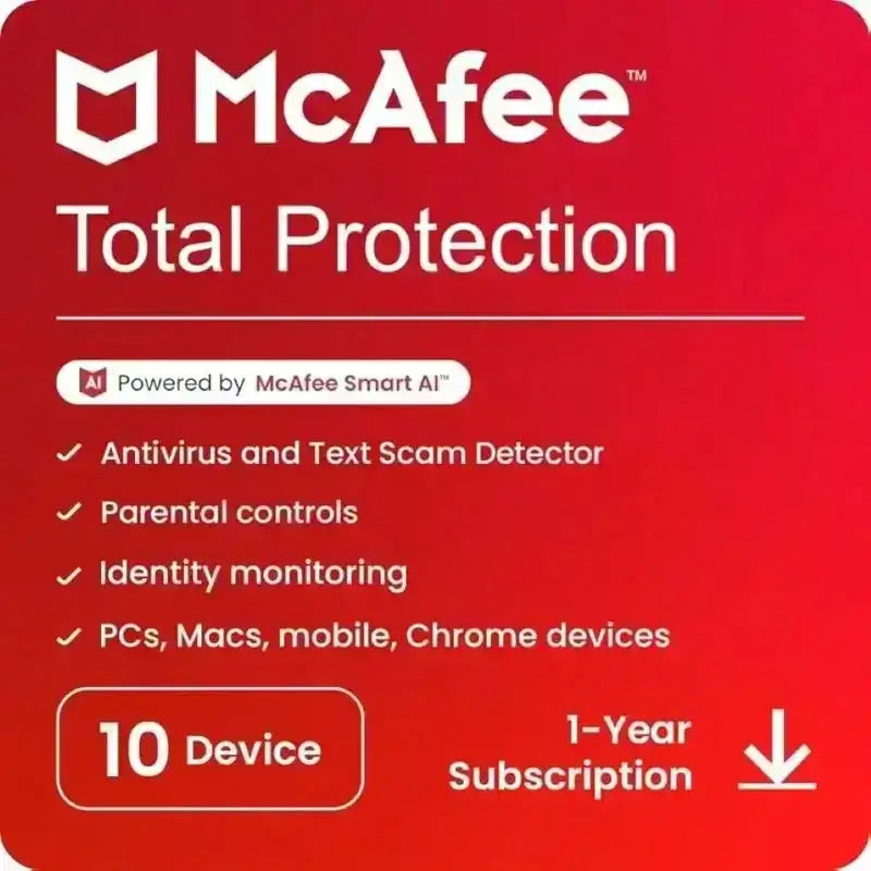 Mcafee Total Protection 10 User – 1 Year - Instant Email Delivery