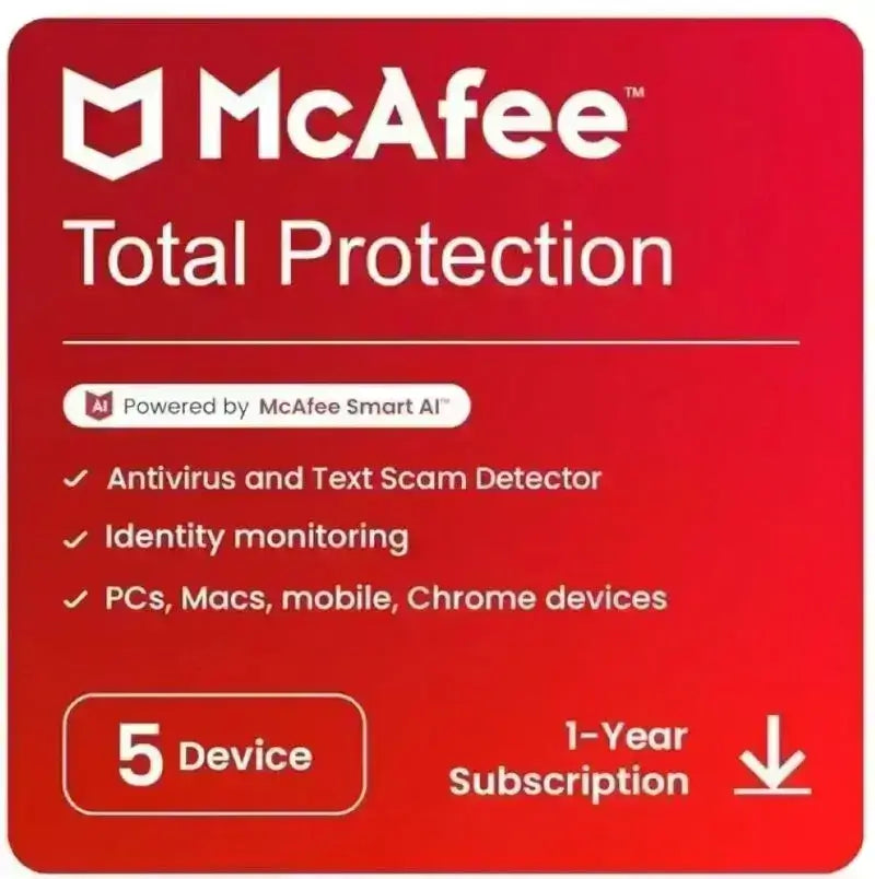 Mcafee Total Protection 5 User – 1 Year - Instant Email Delivery