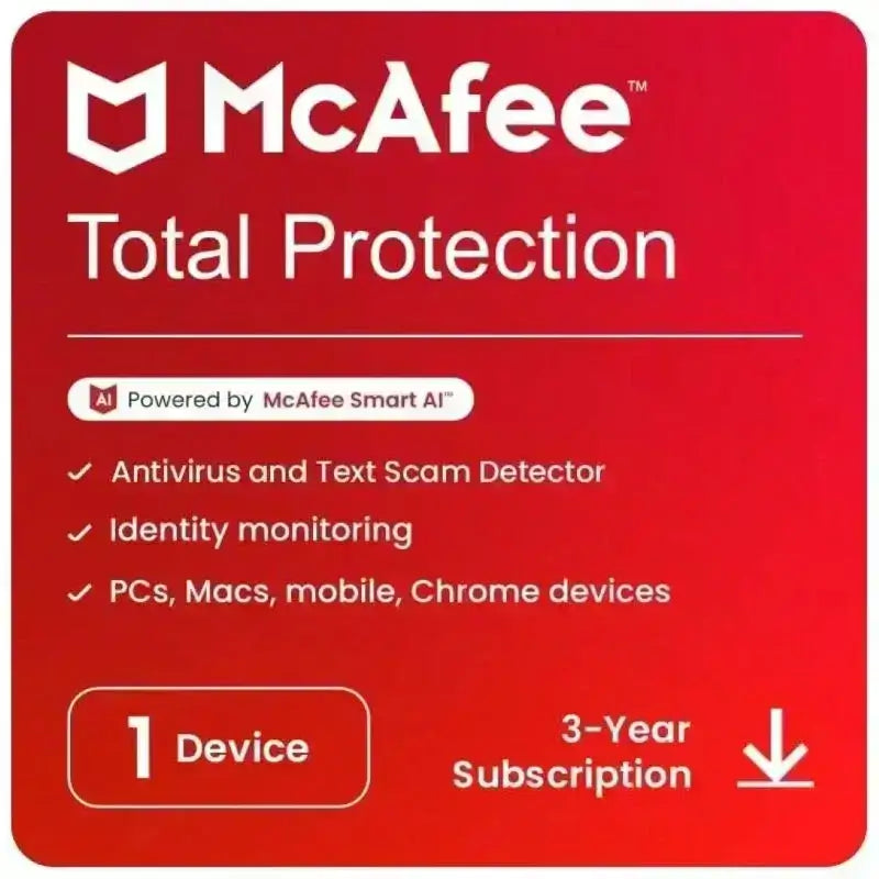 Mcafee Total Protection 1 User – 3 Year - Instant Email Delivery