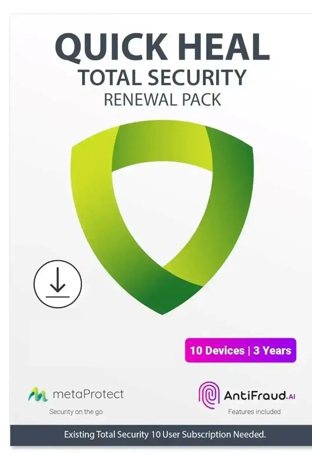 Renewal, Quick Heal Total Security, 10 Users, 3 Years