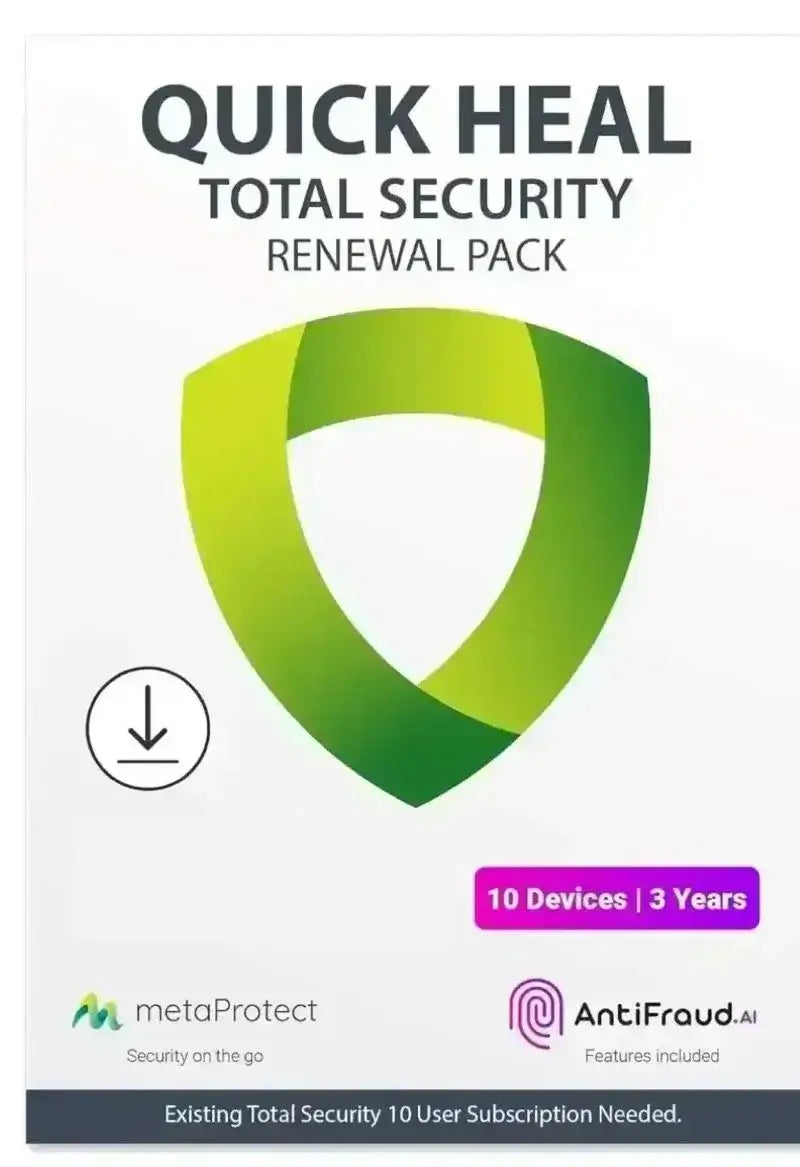 Renewal, Quick Heal Total Security, 10 Users, 3 Years - Instant Email Delivery