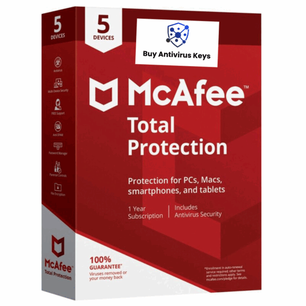 Mcafee, Total Protection, 5 User, 1 Year, Single key
